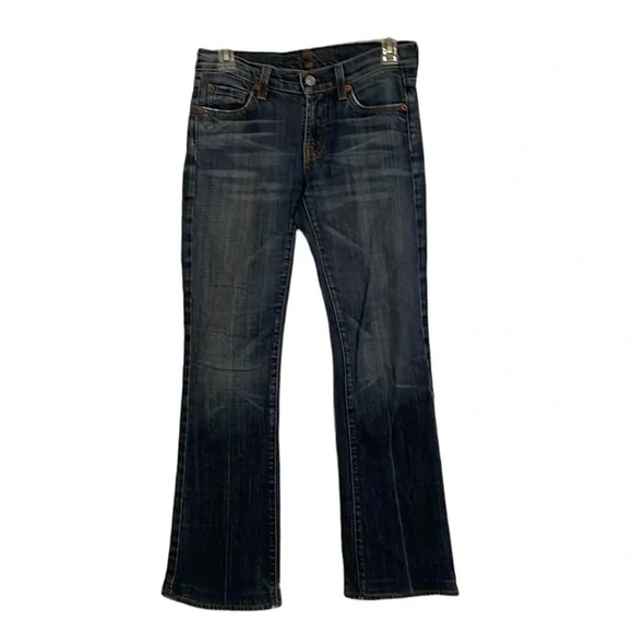7 For All Mankind Boot Cut Jeans 26 Darker Wash Distressed Marks 2% Lycr… - Picture 1 of 9